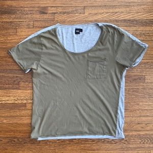 Men’s ASOS Olive Green and Gray two-tone Short Sleeve Cotton Tee Shirt